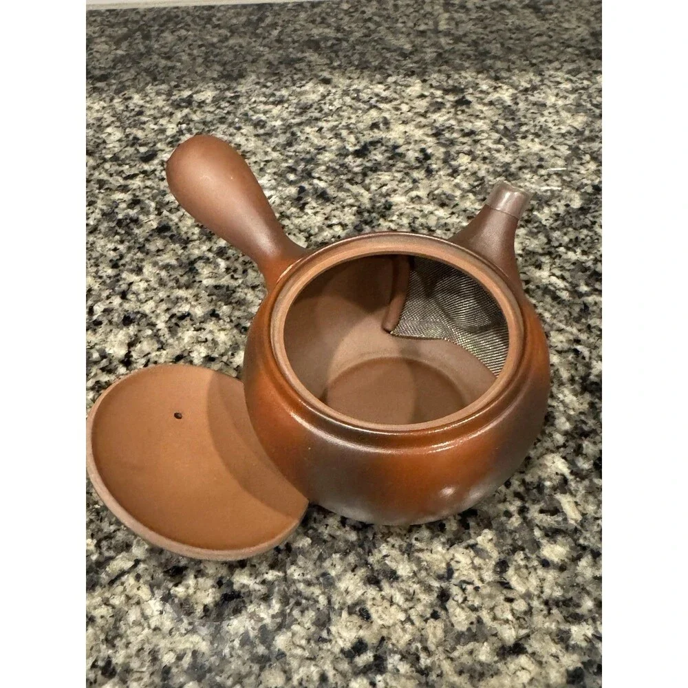 Japanese Tokoname Ware Kyusu Teapot 'Clay-Round' 360ml for Gift